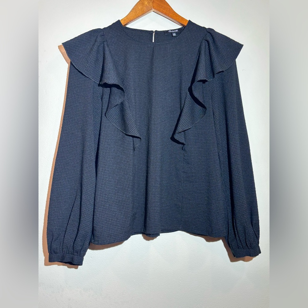 Madewell‎ black Ruffle Blouse size XS